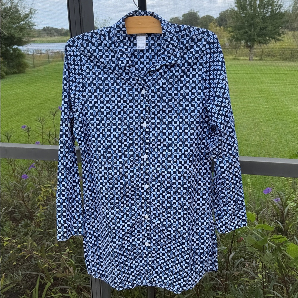 Tommy Bahama cotton medium White/blue Tie Dye Batik Print swim cover up